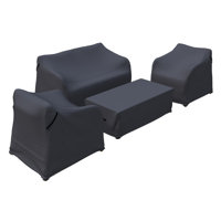 Fiora Outdoor Acacia Wood Patio Conversation Sets Group Seating Outdoor Furniture Covers by Latitude Run