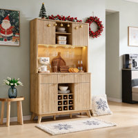 72"h Wine Coffee Bar Cabinets With Led Lights by August Grove