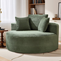 56" Oversized Bean Bag Chair, Round Chaise Lounge Single Sofa Chair with Pillows by Hokku Designs