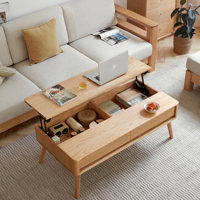 Elevating Center Table Low Table 100% Solid Oak Wood Top Plate Desk Coffee Table Width 120 X Depth 65 X Height 45 Cm Study Desk Work From Home Easy To by Corrigan Studio