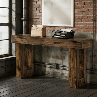 Industrial Rustic Console Table, 63-Inch Long Sofa Table For Entryway Or Living Room, Solid Wood Hallway Table With Ample Surface For Decor And Storag by 17 Stories