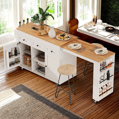 85.5" Extendable Kitchen Island with Power Station & Expanded Storage by Red Barrel Studio