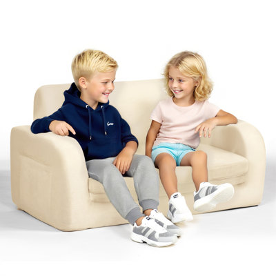 3-in-1 Convertible Kids Couch, Flip Open Lounger & Sofa Bed, Machine-Washable by Zoomie Kids