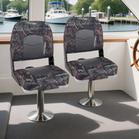 2-Pack Boat Seats Folding Low Back Boat Chairs w/Thick Sponge Padding Hinges by Arlmont & Co.