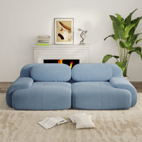 Modern Corduroy Modular Loveseat Sofa with Wide Seats for Living Rooms by Ebern Designs