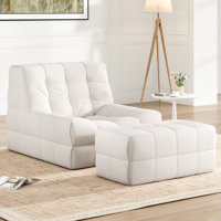 Bean Bag Chair For Adults With Ottoman, Oversized Bean Bag Chairs With High-Density Memory Foam, Comfy Lazy Sofa With Head, Neck, Back, Lumbar, Hip Su by Ebern Designs