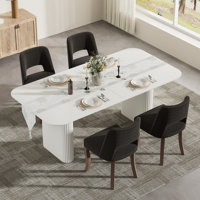 Modern Farmhouse Rectangle Double Pedestal Dining Set with Wooden Dining Chair, by Red Barrel Studio