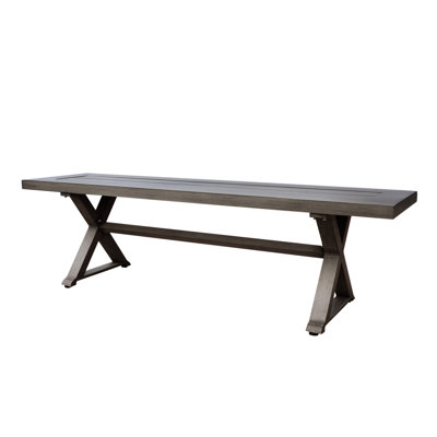 Sleek Outdoor Bench In Dark Gray Aluminum - Comfortable Dining Modern & Stable Design by Latitude Run