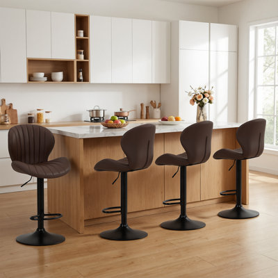 360° Swivel Upholstered Bar Stool – Height Adjustable with Sturdy Metal Frame by George Oliver