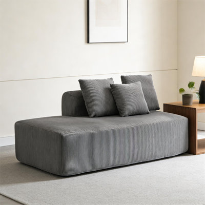 Oversized Corduroy Boneless Loveseat With 2 Pillows