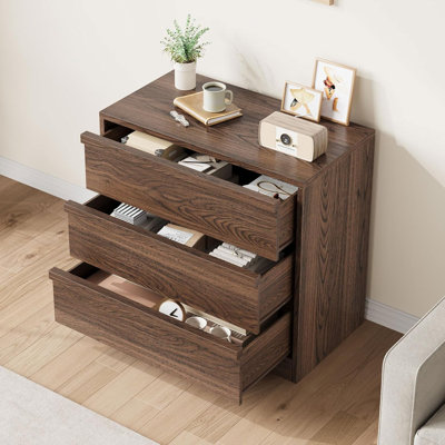 3-Drawer Nightstand, Modern Wooden End Table with Large Storage Drawers and Anti-Tip Device, Small Bedside or Sofa Table for Bedroom & Living Room by Mercer41