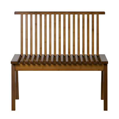 Folding Slatted Backrest Solid Wood Bench by Ebern Designs