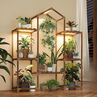 This Wooden Indoor Plant Stand Comes With A Plant Growth Light And Can Hang Flower Pots, Making It Suitable For Decorating Living Rooms, Terraces, And by Arlmont & Co.