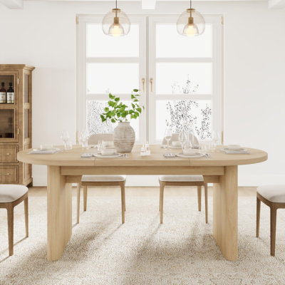 70.8 Inch Oval Dining Table with Thick Sturdy Wooden Base for 6-8 People by 17 Stories