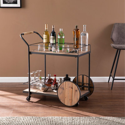 Pemton Reclaimed Wood Bar Cart by 17 Stories