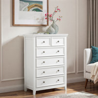 6 Drawers Dresser With Wood Grain Tabletop And Flower Handle by Latitude Run