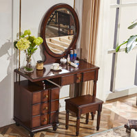 Vintage Multi-Functional Storage Solid Wood Vanity Table by Corrigan Studio