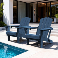 Outdoor Weather-Resistant High Density Polyethylene Foldable Adirondack Chairs with Cup Holder Set of 2 by Latitude Run