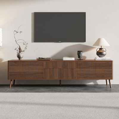 70 Inch Fluted TV Stand With Storage And Soft-Close Hinges For Living Room by George Oliver