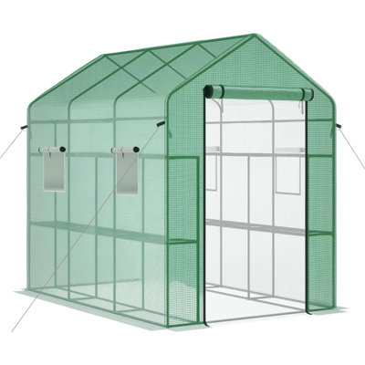 Greenhouse for Outdoor Gardening, Heavy Duty Walk-in, 6 Shelves, UV-Resistant Weatherproof Plant Tent, Mesh Vent Windows, Easy Assembly, for Garden, B by Latitude Run