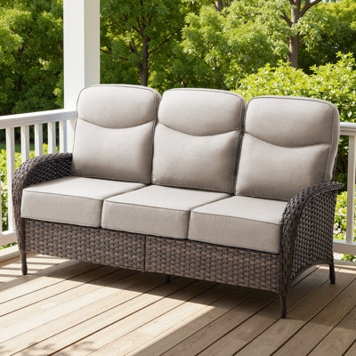Alakai All-Weather Outdoor Patio Wicker Sofa With 6" Thick Cushion by Lark Manor