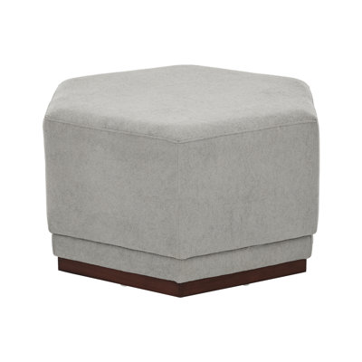 Marlow Contemporary Fabric Upholstered Ottoman with Hexagonal Wood Base by Latitude Run