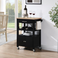 Michelle 3 Tier Butcher Block Kitchen Cart with Drawer, Wine Rack, & Cabinet by Red Barrel Studio