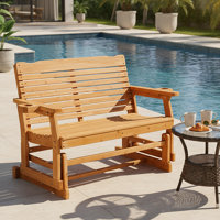 Solid Wood Dual-Seat Patio Glider Chair by Ophelia & Co.