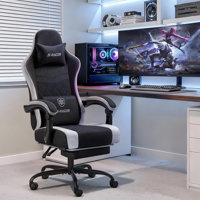 Fabric Gaming Chair With Massage Lumbar Support, High Back Ergonomic Computer Chair With Footrest, Reclining Game Chair With Linkage Armrests by Wrought Studio