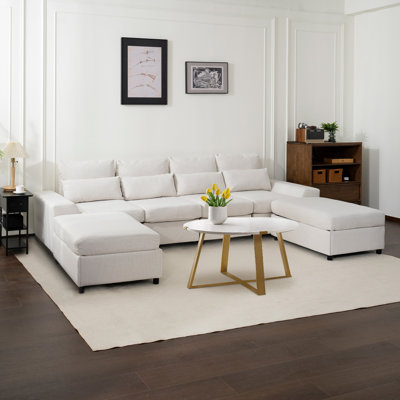 Modular Sectional Sofa With Removable Covers, Cloud Couch With Ottoman Chaise
