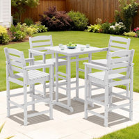 5 Piece Patio Bar Set Black, 1 Table, 4 Chair by Arlmont & Co.