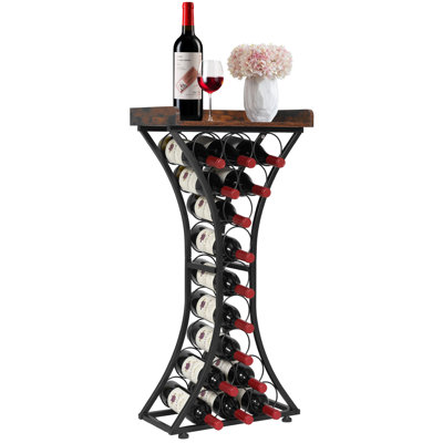 15 Bottle Wine Rack, Freestanding Floor Wine Holder Stand Liquor Cabinet with Wood Tabletop, Easy Assembly Floor Storage Rack, For Home Bar Kitchen Li by Ebern Designs
