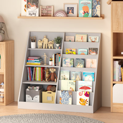 4-tier Multifunctional Wooden Kids Bookshelf And Toy Storage Organizer - Display Bookcase For Toddlers, Children In Nursery, Playroom, Kids Room by George Oliver