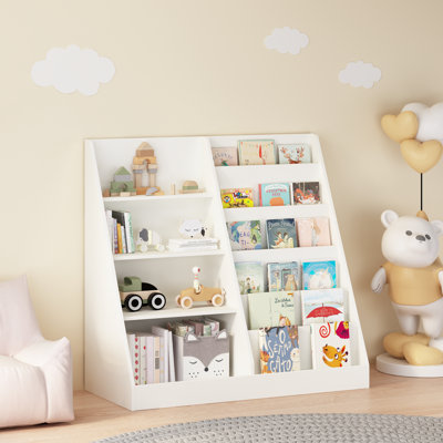 4-tier Multifunctional Wooden Kids Bookshelf And Toy Storage Organizer - Display Bookcase For Toddlers, Children In Nursery, Playroom, Kids Room by George Oliver