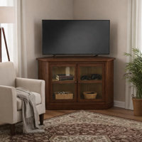 Glass And Oak Wood Corner Tv Stand