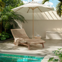 Elanora Outdoor Acacia Wood annd Wicker Woven Sun Lounger by Latitude Run