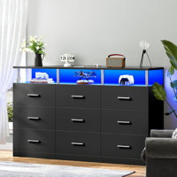 9 Drawers Dresser Black by Wrought Studio