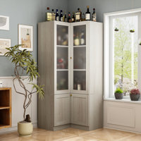 Corner Wine Bar Cabinet With Frosted Glass Door by Latitude Run