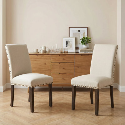 Upholstered Wooden Dining Chairs by August Grove