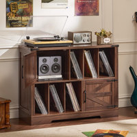 Large Record Player Stand With Vinyl Storage by August Grove