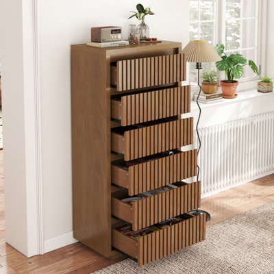 23.6"W Fluted Drawer Dresser, Single Drawer Storage Cabinet, Wooden Storage Organizer by George Oliver