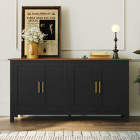 4-Door 59.4” Wide Sideboard Buffet Cabinet with Adjustable Shelves & Soft Close Hinges by Mercer41