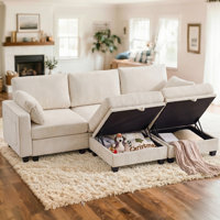 5 - Piece Chenille Modular Sectional Sofa Couch With Storage Ottomans by Latitude Run
