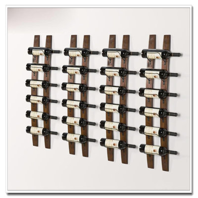 6-Bottle Wall Mounted Wine Rack - Red Wine Color Barrel Stave Style, Imported Pine Wood & Metal (40X7.6Inch) by August Grove