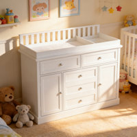 White Kid Dresser With Changing Table , 3 Drawers & 2 Cabinets by Latitude Run