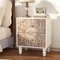 18“ Carved Wooden Nightstand With Multiple Drawers?Dressing Table by George Oliver