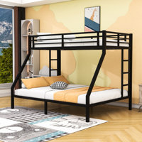 Twin XL Over Queen Heavy Duty Metal Bunk Bed With Dual Side Ladders And Noise-Free Design by Harriet Bee