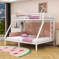Twin XL Over Queen Heavy Duty Metal Bunk Bed With Dual Side Ladders And Noise-Free Design by Harriet Bee