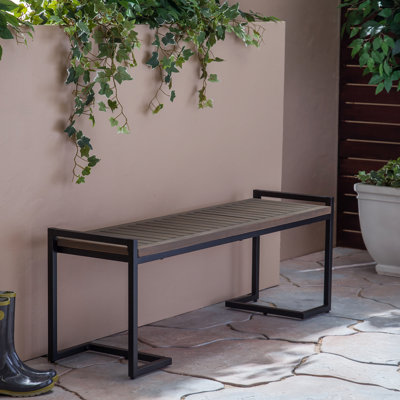 Wood And Metal Bench - In Gray, Iron Black, 19.88" High X 55.14" Wide 15.67" Deep, Handmade Construction Industrial Look For Media Room 55.14"X15.67"X by Latitude Run