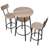 Bar Table, 3PCS 23.5″ Bars Tables Set, Bar Tables and Chair Set with Rounded Corner Design, Round Pub Table with Two Stools for Office Desk, Breakfast